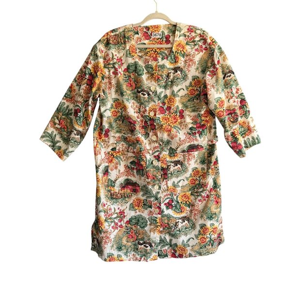 Gianna Rose 100% Cotton Smock Lagenlook Artist Gardening Jacket Multicolor - Picture 2 of 10